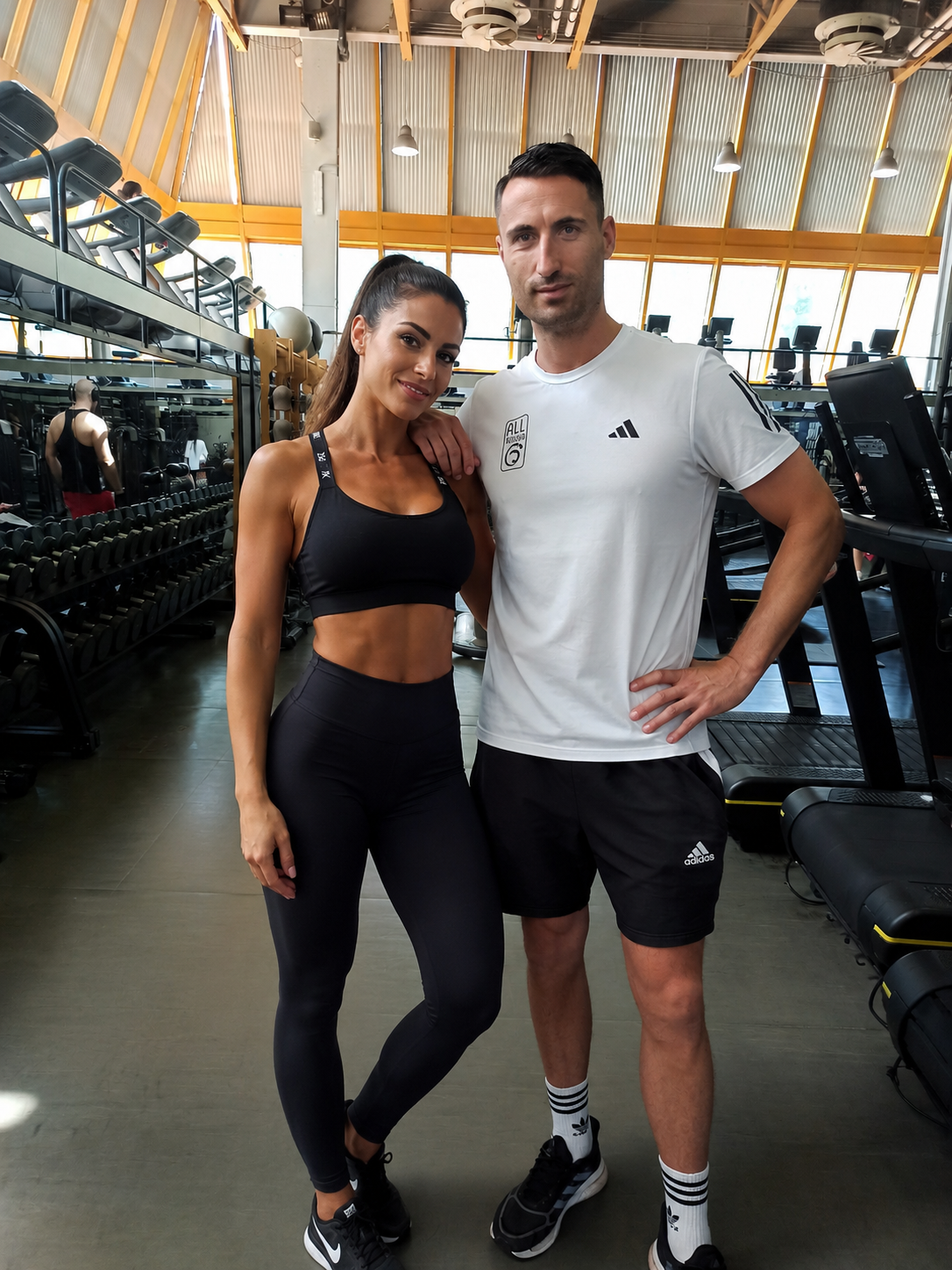 Oskar Sikora con una cliente in palestra